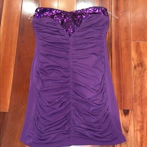 Purple formal dress with ruching